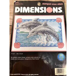 Dimensions Playtime Duo Stamped Cross Stitch Kit 7"x5" Dolphins Todd Trainer
